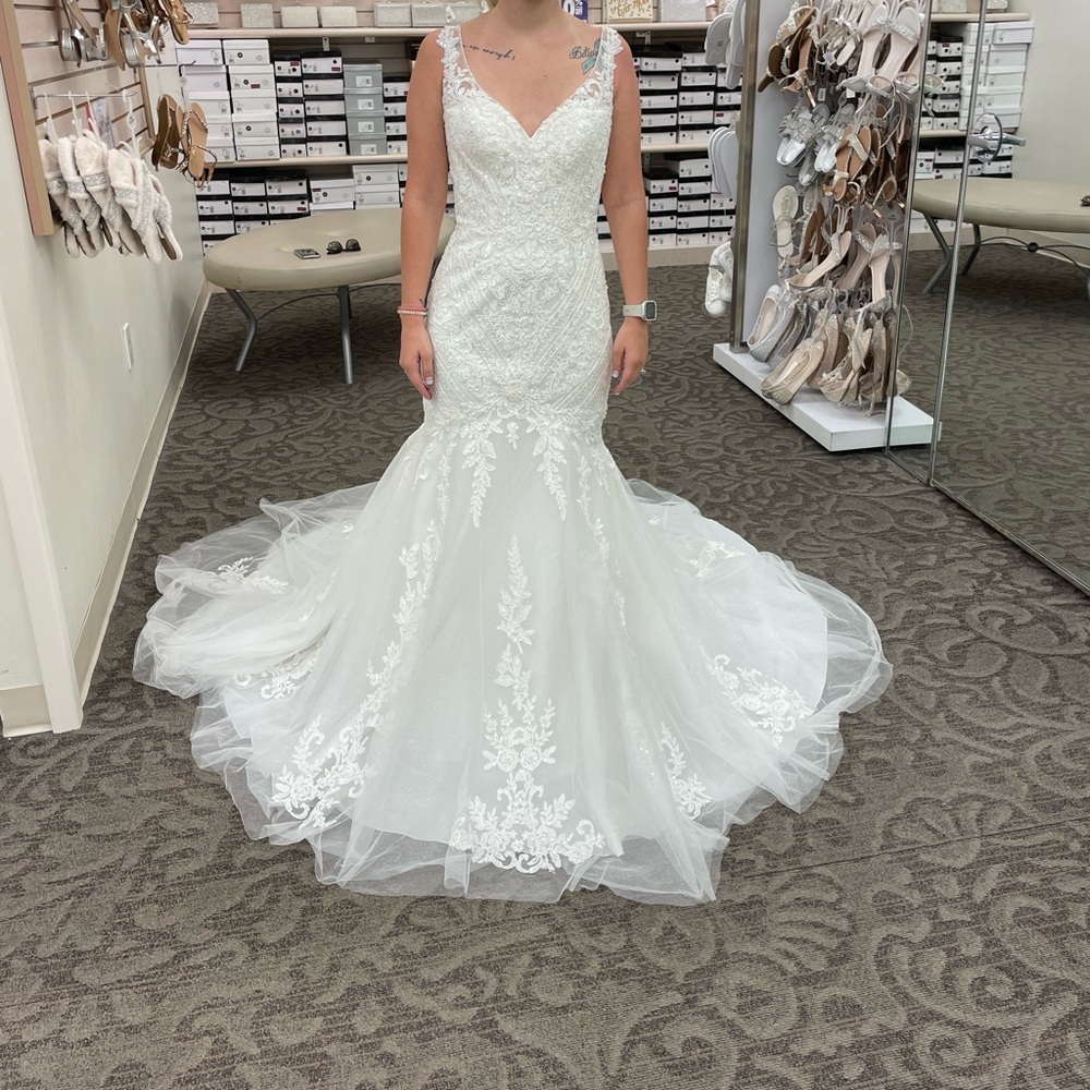 Oleg Cassini Sparkling Solid Ivory Wedding Dress